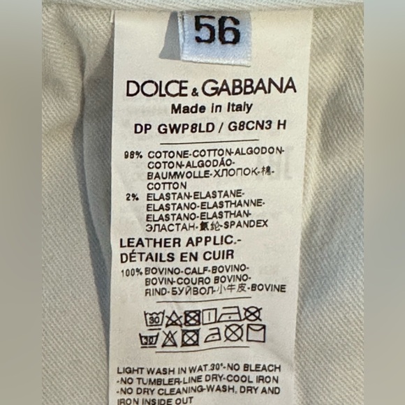 NWOT Dolce & Gabbana Slim Jeans - Size 56 (Italy), Fits 40” waist - Picture 12 of 12